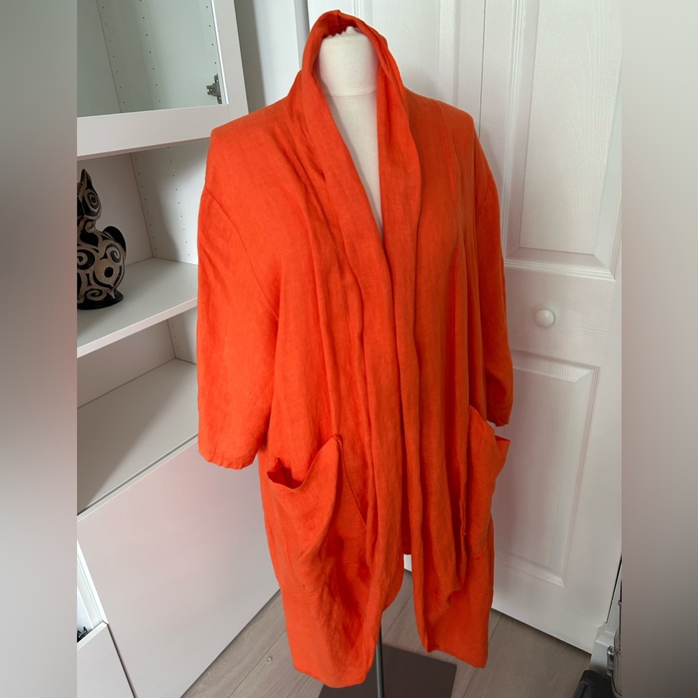 Linen duster coat, one size, orange